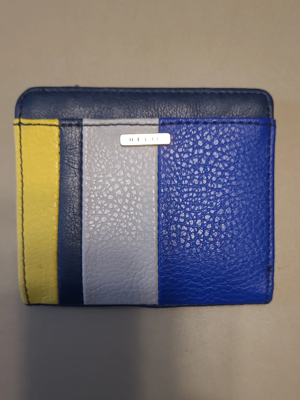 Relic Striped Card Wallet - Blue, Yellow, Grey & Purple.